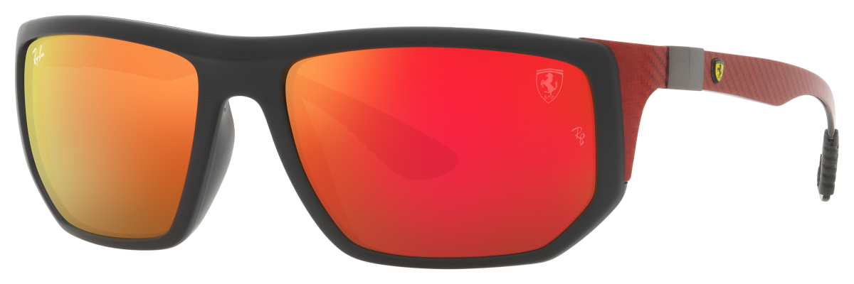 Ray-Ban RB8361M Scuderia Ferrari Collection Mirror Sunglasses - Matte Black/Orange Mirror - X-Large