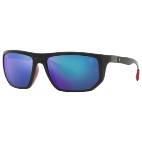 Ray-Ban RB8361M Scuderia Ferrari Collection Mirror Sunglasses - Polished Black/Blue Mirror - X-Large