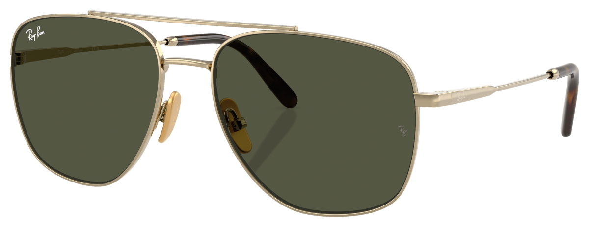 Ray-Ban William Titanium RB8097 Glass Sunglasses - Polished Arista/Green Classic G-15 - X-Large