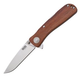 SOG Twitch II Lockback Pocket Knife - Wood Handle