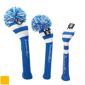 Sale! RocketTour Royal Blue Base Rugby Stripe Pom Pom Headcover Driver/Royal/Yellow