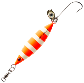 Salty Lures Jigging Spoon with Auto LED Light - Orange-Lumin - 6" - 8 oz.