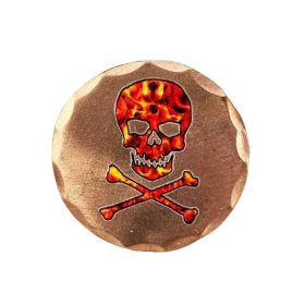 Sunfish Skull and Crossbones Flames Forged Copper Ball Marker