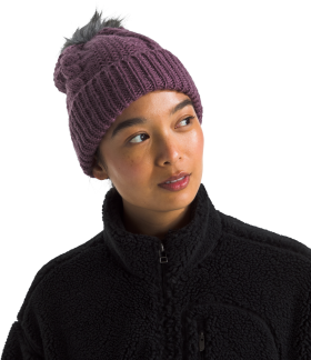 The North Face Oh Mega Fur Pom Beanie for Ladies - Midnight Mauve