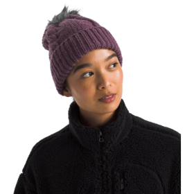 The North Face Oh Mega Fur Pom Beanie for Ladies - Midnight Mauve