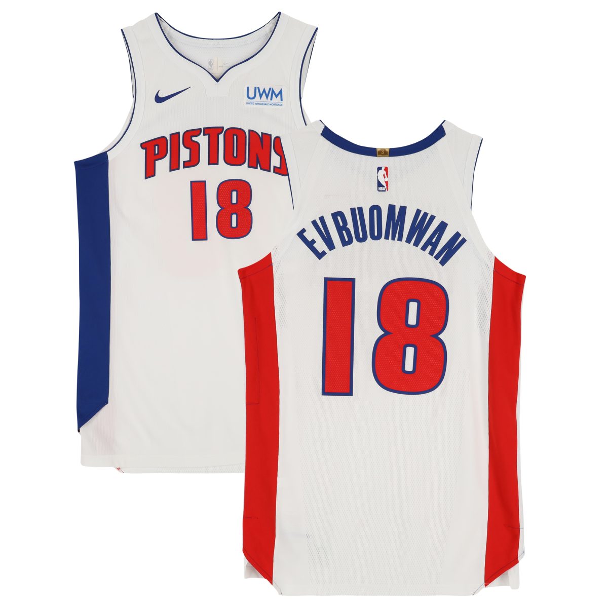 Tosan Evbuomwan Detroit Pistons Game-Used #18 White Jersey vs. New York Knicks on February 26, 2024