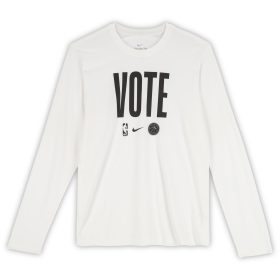 Trae Young Atlanta Hawks Player-Worn White "Vote" Long Sleeve Shirt from the 2024-25 NBA Season - Size M