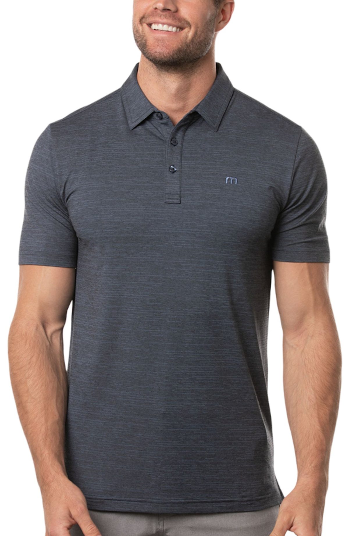 TravisMathew The Heater Men's Golf Polo Shirt - Blue, Size: Medium