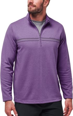 TravisMathew Upgraded Chest Stripe Quarter Zip Men's Golf Pullover - Purple, Size: Small