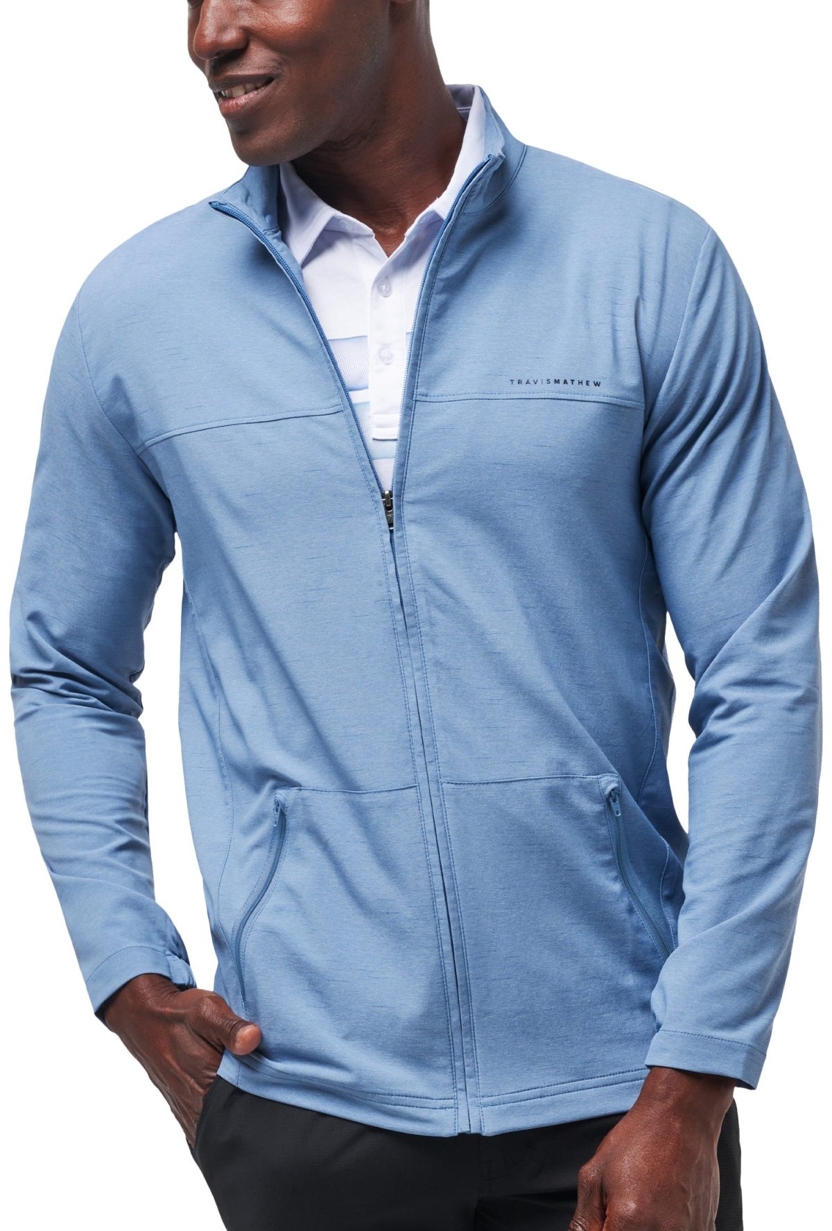 TravisMathew Valley View Full Zip Men's Golf Jacket - Blue, Size: Small