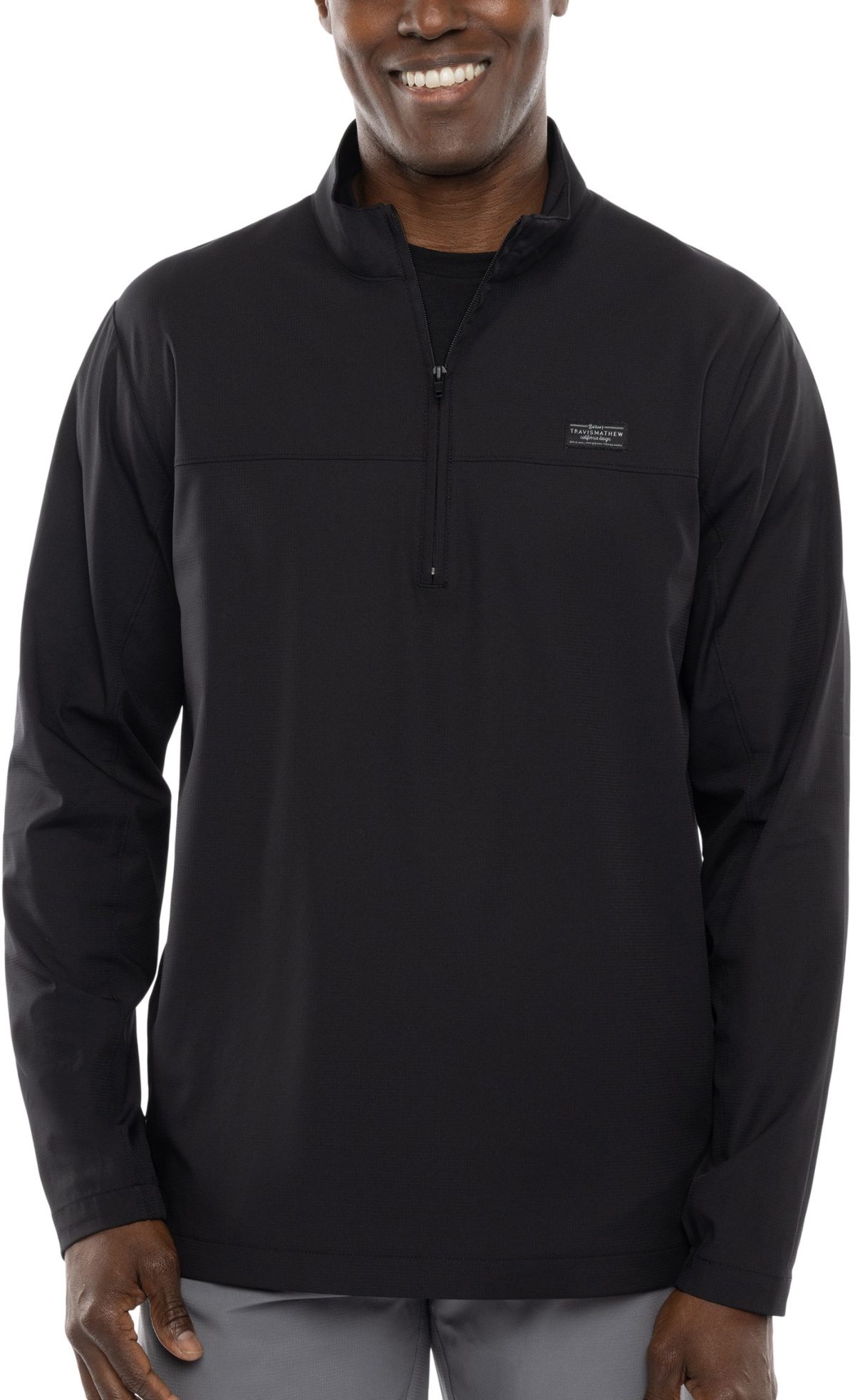 TravisMathew Wanderlust Quarter Zip Men's Golf Pullover - Black, Size: Large