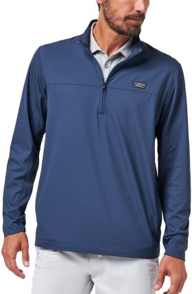 TravisMathew Wanderlust Quarter Zip Men's Golf Pullover - Blue, Size: XXXL