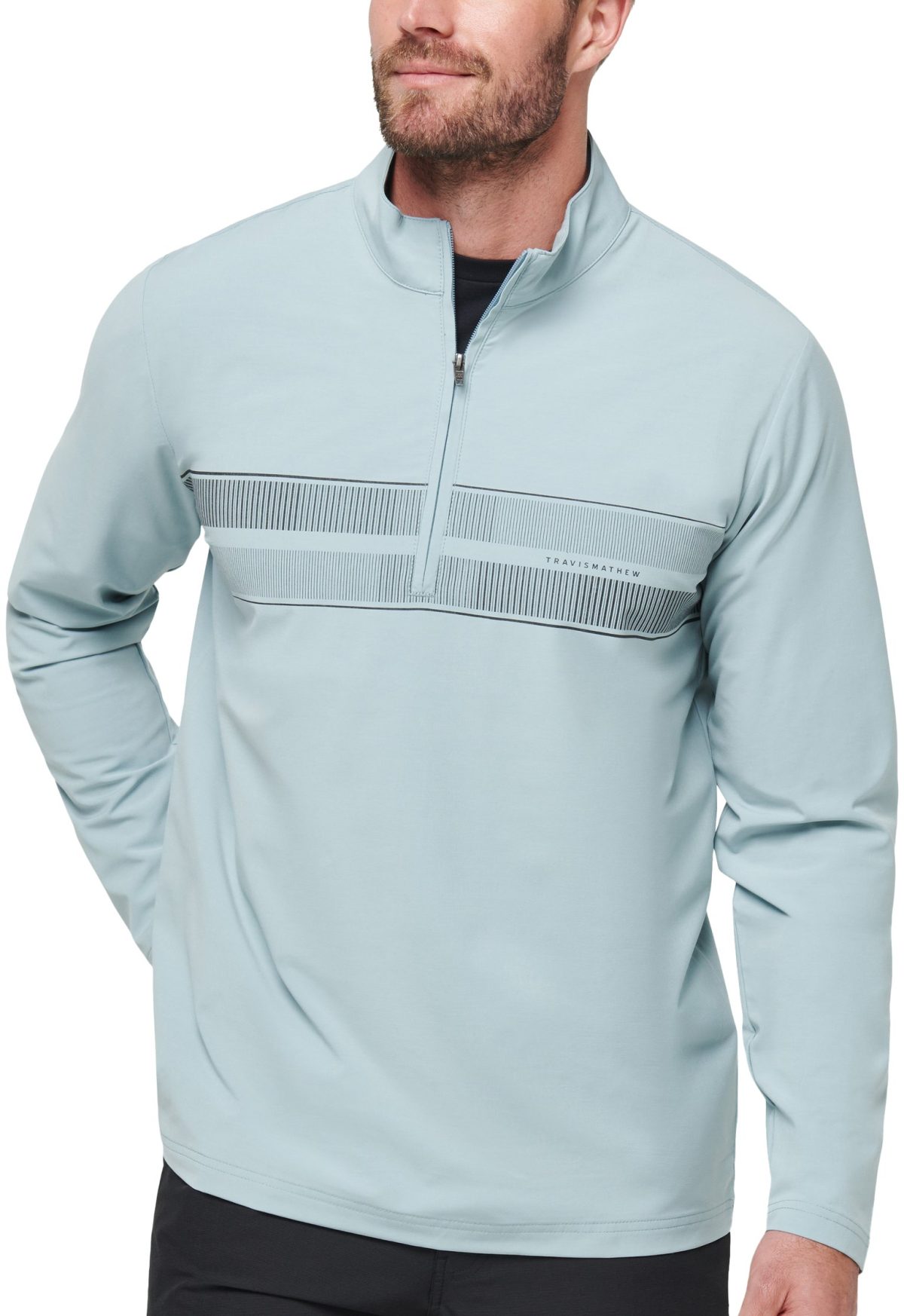 TravisMathew Wind Water Quarter Zip Men's Golf Pullover - Blue, Size: Small