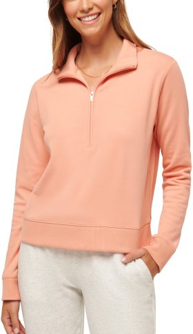 TravisMathew Womens Cloud Half Zip Golf Pullover - Orange, Size: X-Large