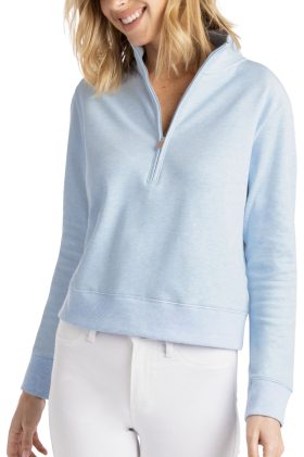 TravisMathew Womens Cloud Half Zip Golf Pullover - White, Size: Large