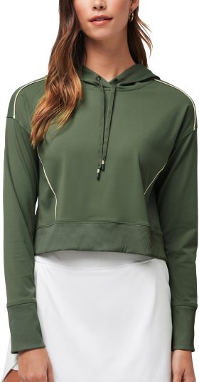 TravisMathew Womens Paso Robles Moveknit Golf Hoodie - Green, Size: Large