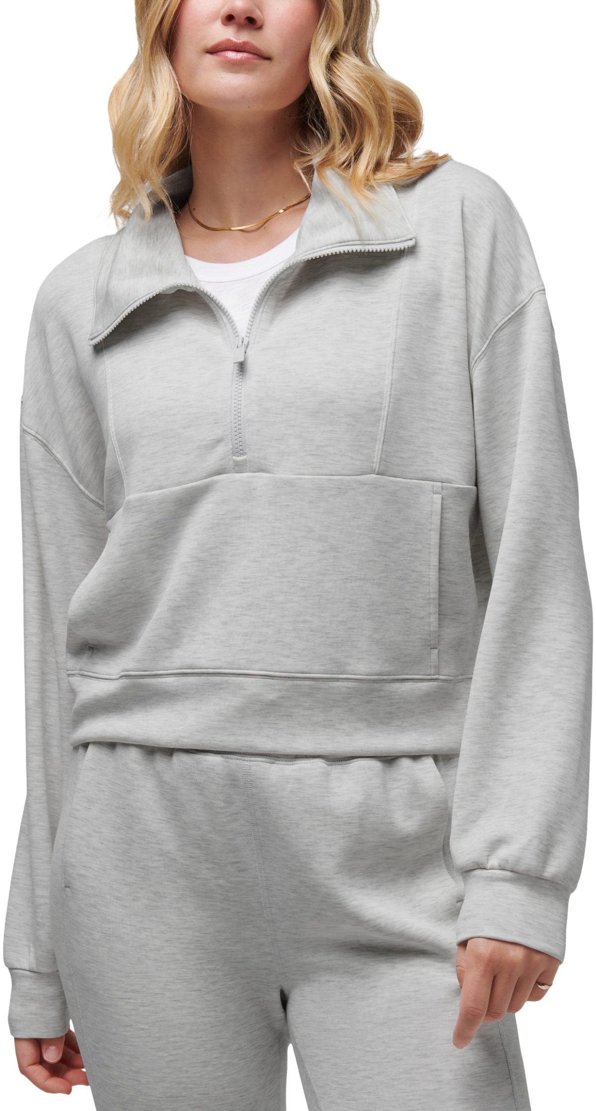 TravisMathew Womens Skyloft Soft Half Zip Golf Pullover - Grey, Size: Large