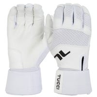 Tucci Napoli Pro Adult Baseball Batting Gloves in White Size Large