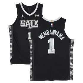 Victor Wembanyama San Antonio Spurs Autographed Jordan Brand Black Statement Edition Authentic Jersey