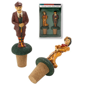 Vintage Golf Couple Wine Cork Set