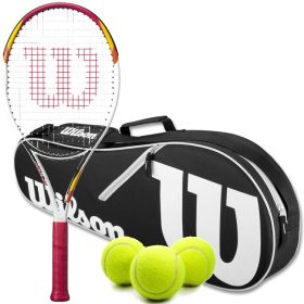 Wilson Six One Tennis Racquet Bundled w an Advantage II Tennis Bag (Black) and 3 Tennis Balls