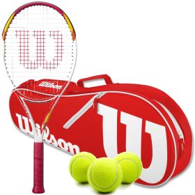 Wilson Six One Tennis Racquet Bundled w an Advantage II Tennis Bag (Red) and 3 Tennis Balls