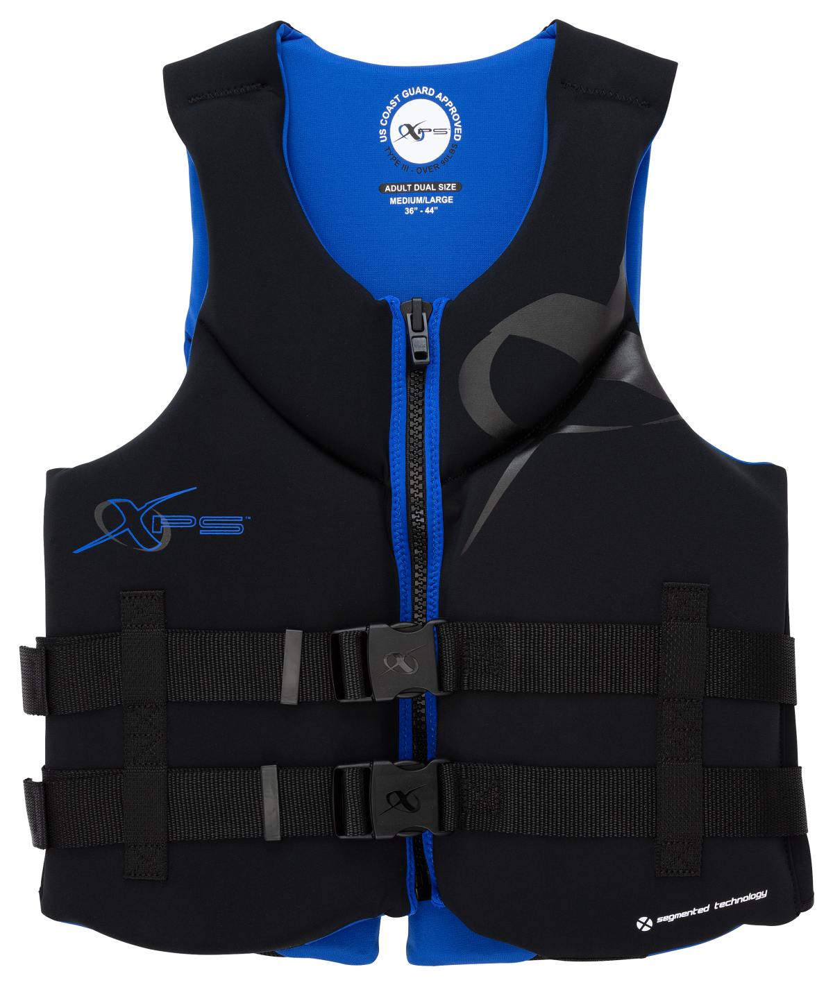 XPS Segmented Neoprene Life Jacket - Black/Royal - XL/2XL