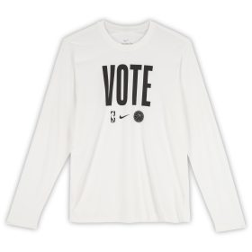 Zaccharie Risacher Atlanta Hawks Player-Worn White "Vote" Long Sleeve Shirt from the 2024-25 NBA Season - Size LT