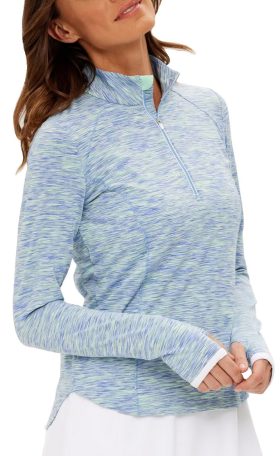 Zero Restriction Womens Shae Zip Mock Golf Pullover - Blue, Size: Small