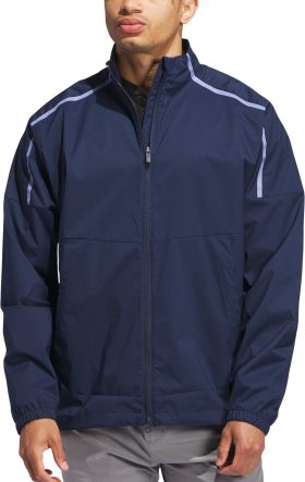 adidas Core Provisional Full Zip Men's Golf Rain Jacket - Blue, Size: Medium