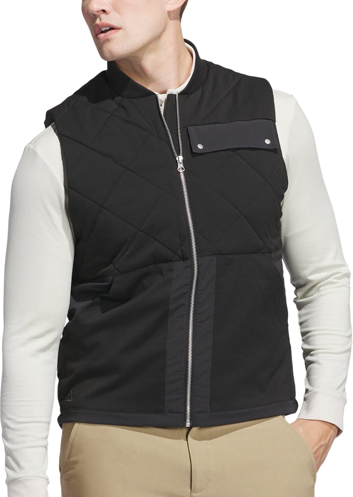 adidas Go-To Quilted DWR Full-Zip Men's Golf Vest - Black, Size: Large