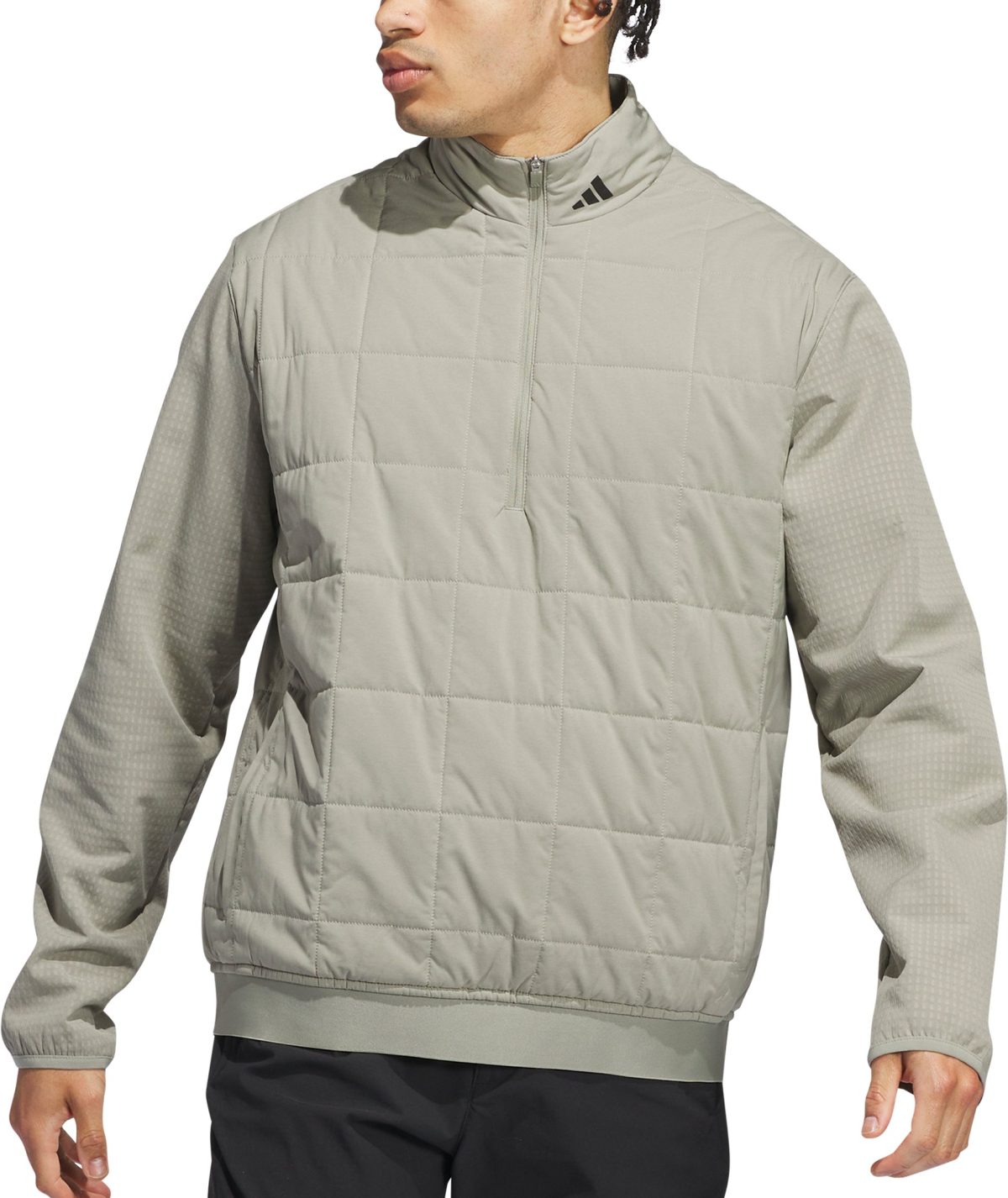 adidas Ultimate365 Quilted DWR Half-Zip Men's Golf Pullover - Grey, Size: Large