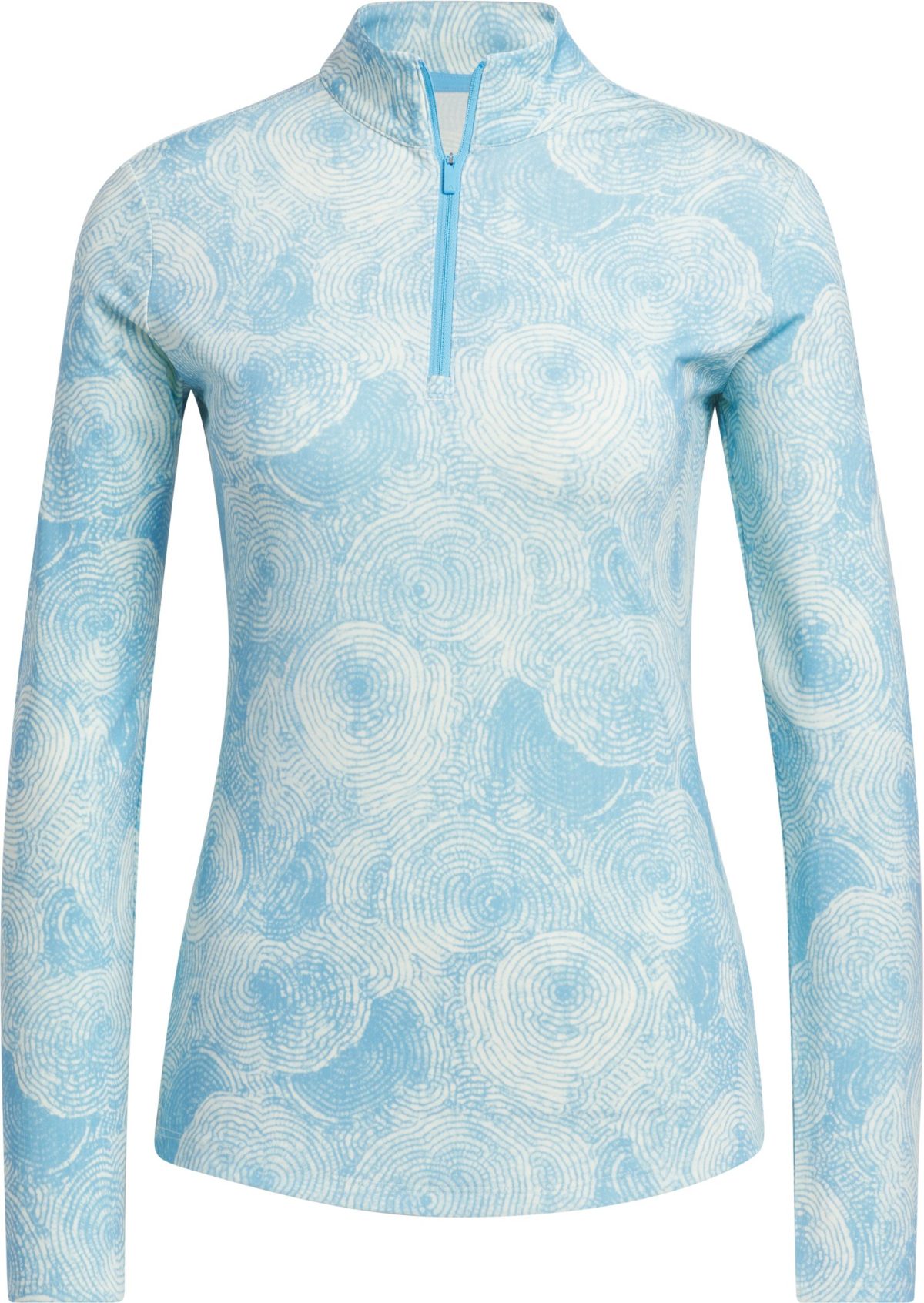 adidas Womens Ultimate365 Printed Quarter-Zip Mock Golf Pullover - Blue, Size: X-Small