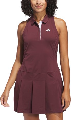 adidas Womens Ultimate365 Tour Pleated Golf Dress - Red, Size: Large