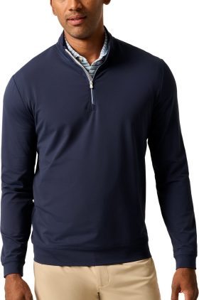 johnnie-O Motion Performance Quarter-Zip Men's Golf Pullover - Blue, Size: Large