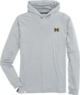 johnnie-O University of Michigan Talon Performance T-Shirt Men's Golf Hoodie - Grey, Size: Small