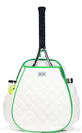 Ame & Lulu Game On Tennis Backpack (Quilted White/Green)