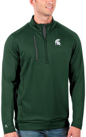 Antigua Michigan State Spartans Generation Patch Men's Golf Pullover - Green, Size: Medium