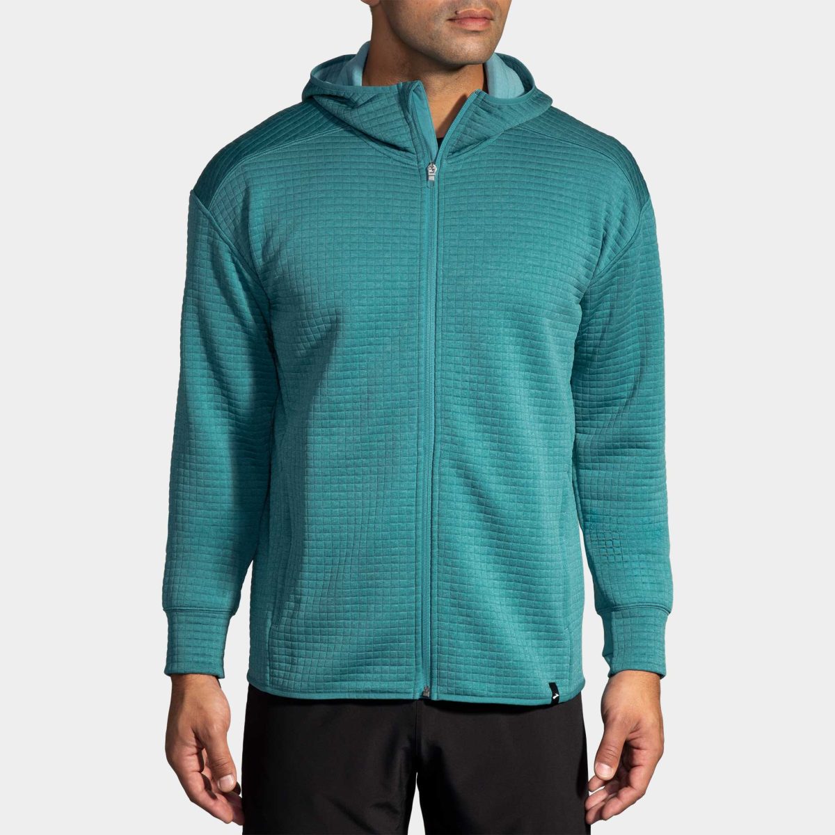 Brooks Activate Midweight Hoodie Men's Running Apparel Heather Storm Blue, Size Large