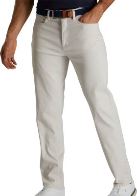 FootJoy Cotton Twill 5-Pocket Men's Golf Pants - Stone - Khaki, Size: 42X34