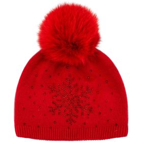 Mitchies Matchings Women's Crystal Snowflake Faux Pom Knit Beanie