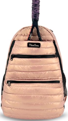 NiceAces Neon Ultra-Lite Tennis & Pickleball Puffer Backpack (Rose Gold)