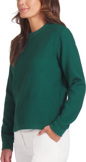 PUMA Womens Boulder Crew Golf Sweater - Green, Size: X-Small