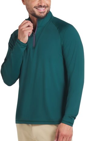 PUMA YouV Quarter Zip Men's Golf Pullover - Green, Size: Small