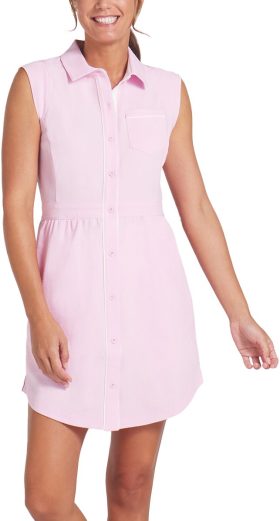 PUMA x AP Womens Seersucker Golf Dress - Pink, Size: Large