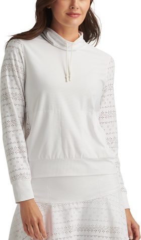 Peter Millar Womens Open Knit Golf Pullover - White, Size: Large