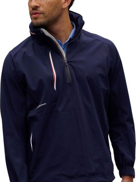 Zero Restriction Stretch Hybrid Quarter Zip Men's Golf Rain Pullover - Blue, Size: Large