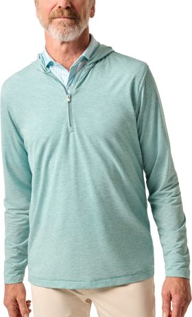 johnnie-O Wesley Performance Quarter Zip Men's Golf Hoodie - Green, Size: Large