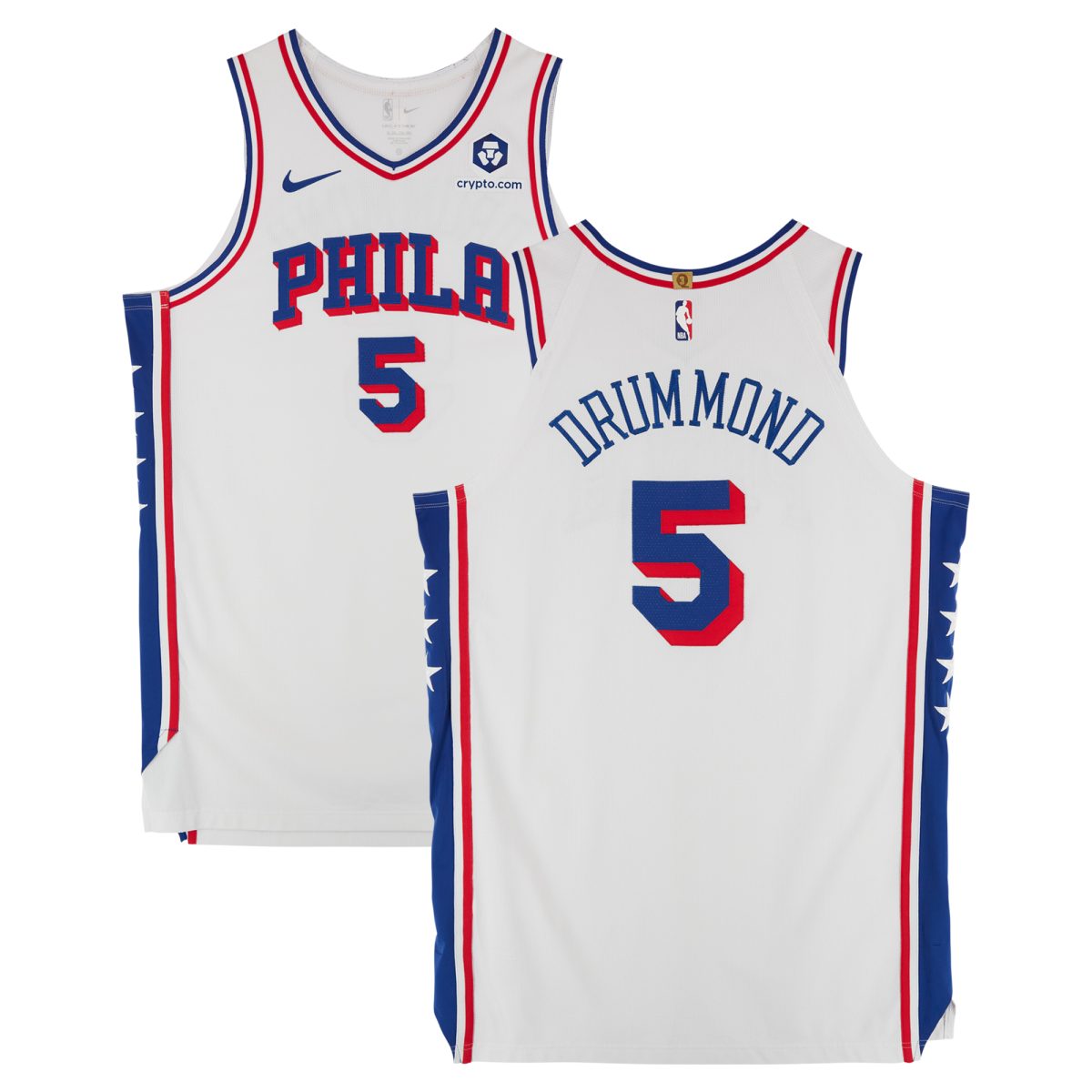Andre Drummond Philadelphia 76ers Game-Used #5 White Jersey vs. Detroit Pistons on November 30, 2024 - Size 56+6