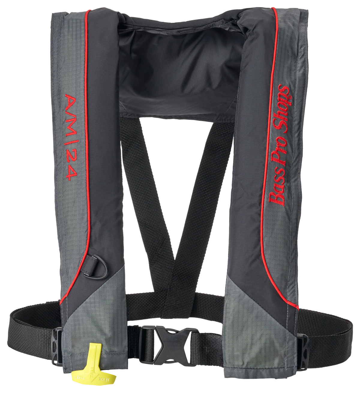 Bass Pro Shops AM24 Auto/Manual Inflatable Life Vest - Black/Gray/Red